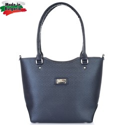ДАМСКА ЧАНТА-S1276-ЕФЕКТНА КОЖА-ТЪМНО СИНЯ