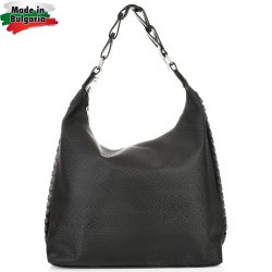 ДАМСКА ЧАНТА-S1244-ЕФЕКТНА КОЖА-ЧЕРНА