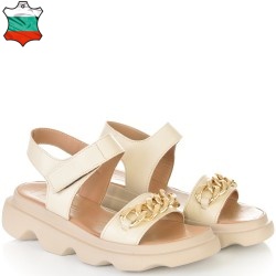 ДАМСКИ САНДАЛИ НА ПЛАТФОРМА ОТ ЕСТЕСТВЕНА КОЖА-E256-04-БЕЖОВИ