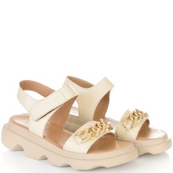 ДАМСКИ САНДАЛИ НА ПЛАТФОРМА ОТ ЕСТЕСТВЕНА КОЖА-E256-04-БЕЖОВИ