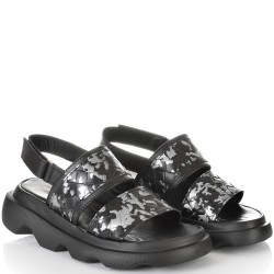 ДАМСКИ САНДАЛИ НА ПЛАТФОРМА ОТ ЕСТЕСТВЕНА КОЖА-E256-02-ЧЕРНИ