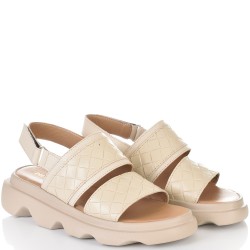 ДАМСКИ САНДАЛИ НА ПЛАТФОРМА ОТ ЕСТЕСТВЕНА КОЖА-E256-02-БЕЖОВИ