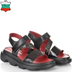 ДАМСКИ САНДАЛИ НА ПЛАТФОРМА ОТ ЕСТЕСТВЕНА КОЖА-E256-03-ЧЕРНИ