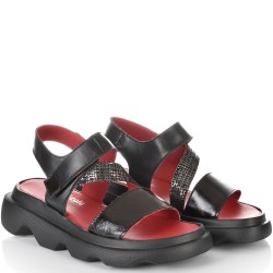 ДАМСКИ САНДАЛИ НА ПЛАТФОРМА ОТ ЕСТЕСТВЕНА КОЖА-E256-03-ЧЕРНИ