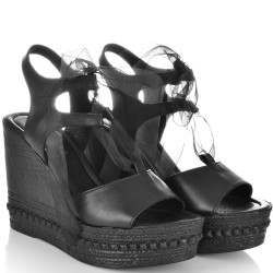 ДАМСКИ САНДАЛИ НА ПЛАТФОРМА ОТ ЕСТЕСТВЕНА КОЖА-4383-ЧЕРНИ