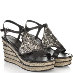 ДАМСКИ САНДАЛИ НА ПЛАТФОРМА ОТ ЕСТЕСТВЕНА КОЖА-4172-ЧЕРНИ