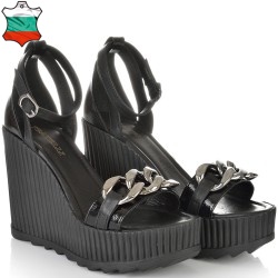 ДАМСКИ САНДАЛИ НА ПЛАТФОРМА ОТ ЕСТЕСТВЕНА КОЖА-4724-ЧЕРНИ