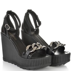 ДАМСКИ САНДАЛИ НА ПЛАТФОРМА ОТ ЕСТЕСТВЕНА КОЖА-4724-ЧЕРНИ