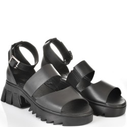 ДАМСКИ САНДАЛИ НА ПЛАТФОРМА ОТ ЕСТЕСТВЕНА КОЖА-22683-999-ЧЕРНИ