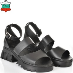 ДАМСКИ САНДАЛИ НА ПЛАТФОРМА ОТ ЕСТЕСТВЕНА КОЖА-22683-999-ЧЕРНИ