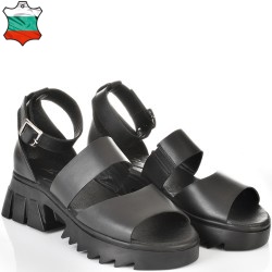 ДАМСКИ САНДАЛИ НА ПЛАТФОРМА ОТ ЕСТЕСТВЕНА КОЖА-22683-999-ЧЕРНИ