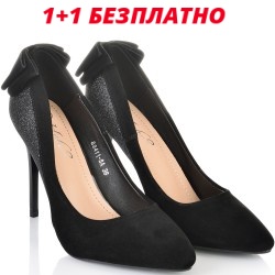ДАМСКИ ОБУВКИ НА ТОК С ПАНДЕЛКА-88411-ЧЕРНИ