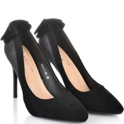 ДАМСКИ ОБУВКИ НА ТОК С ПАНДЕЛКА-88411-ЧЕРНИ