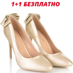 ДАМСКИ ОБУВКИ НА ТОК С ПАНДЕЛКА-88411-ЗЛАТНИ