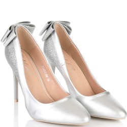 ДАМСКИ ОБУВКИ НА ТОК С ПАНДЕЛКА-88411-СРЕБЪРНИ