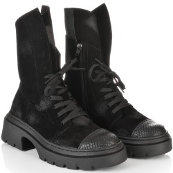 ДАМСКИ АСИМЕТРИЧНИ БОТИ ОТ ЕСТЕСТВЕН ВЕЛУР-ASTRA23-231-ЧЕРНИ