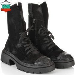 ДАМСКИ АСИМЕТРИЧНИ БОТИ ОТ ЕСТЕСТВЕН ВЕЛУР-ASTRA23-231-ЧЕРНИ