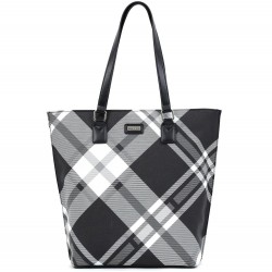 ДАМСКА ЧАНТА DOCA-18201-КАРЕ-ЧЕРНО/БЯЛО