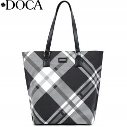 ДАМСКА ЧАНТА DOCA-18201-КАРЕ-ЧЕРНО/БЯЛО