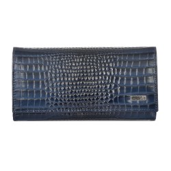 ДАМСКО ПОРТМОНЕ ОТ ЕСТЕСТВЕНА КОЖА-057-КРОКО-ТЪМНО СИНЬО