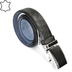 КОЛАН ОТ ЕСТЕСТВЕНА БИВОЛСКА КОЖА-АВТОМАТИЧЕН С ПЛОЧКА-7457-ЧЕРЕН