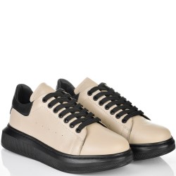 ДАМСКИ КЕЦОВЕ ОТ ЕСТЕСТВЕНА КОЖА-D4076-БЕЖОВО/ЧЕРНО