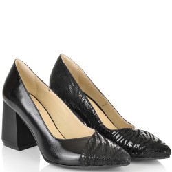 ДАМСКИ ОБУВКИ НА ТОК ОТ ЕСТЕСТВЕНА КОЖА-A21870-ЧЕРНИ