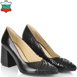 ДАМСКИ ОБУВКИ НА ТОК ОТ ЕСТЕСТВЕНА КОЖА-A21870-ЧЕРНИ