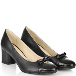 ДАМСКИ ОБУВКИ НА ТОК ОТ ЕСТЕСТВЕНА КОЖА-A21655-ЧЕРНИ