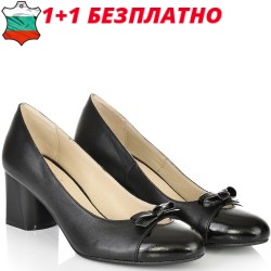 ДАМСКИ ОБУВКИ НА ТОК ОТ ЕСТЕСТВЕНА КОЖА-A21655-ЧЕРНИ
