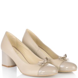 ДАМСКИ ОБУВКИ НА ТОК ОТ ЕСТЕСТВЕНА КОЖА-A21655-БЕЖОВИ