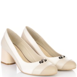 ДАМСКИ ОБУВКИ НА ТОК ОТ ЕСТЕСТВЕНА КОЖА-A11610-БЕЖОВИ