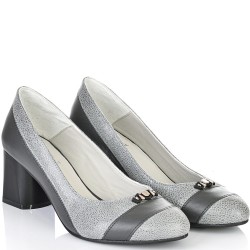 ДАМСКИ ОБУВКИ НА ТОК ОТ ЕСТЕСТВЕНА КОЖА-A11610-СИВИ