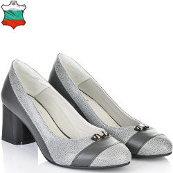 ДАМСКИ ОБУВКИ НА ТОК ОТ ЕСТЕСТВЕНА КОЖА-A11610-СИВИ