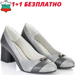 ДАМСКИ ОБУВКИ НА ТОК ОТ ЕСТЕСТВЕНА КОЖА-A11610-СИВИ