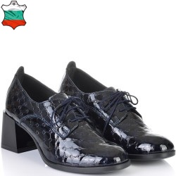 ДАМСКИ ОБУВКИ НА ТОК ОТ ЕСТЕСТВЕН ЕФЕКТЕН ЛАК-JANET2-853-ТЪМНО СИНИ