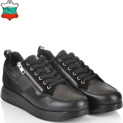 ДАМСКИ КЕЦОВЕ ОТ ЕСТЕСТВЕНА КОЖА-D4071-ЧЕРНО/БРОНЗОВО