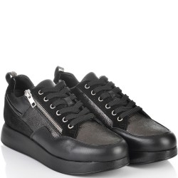 ДАМСКИ КЕЦОВЕ ОТ ЕСТЕСТВЕНА КОЖА-D4071-ЧЕРНО/БРОНЗОВО