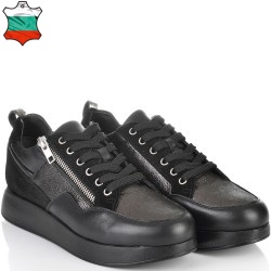 ДАМСКИ КЕЦОВЕ ОТ ЕСТЕСТВЕНА КОЖА-D4071-ЧЕРНО/БРОНЗОВО