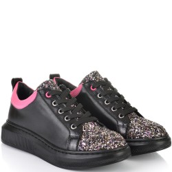 ДАМСКИ КЕЦОВЕ ОТ ЕСТЕСТВЕНА КОЖА-D4077-ЕФЕКТНИ-ЧЕРНО/ЦИКЛАМА