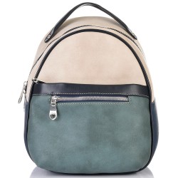 БЪЛГАРСКА ДАМСКА РАНИЦА-S1334-БЕЖОВО/ПЕТРОЛЕНО СИНЬО