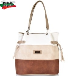 ДАМСКА ЧАНТА 3 ЦВЯТА-565R-БЯЛО/БЕЖОВО/ТАБА