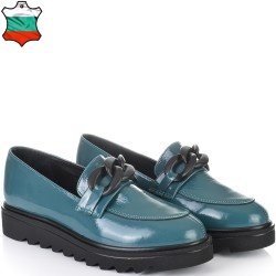 ДАМСКИ ОБУВКИ ОТ ЕСТЕСТВЕН ЛАК-D4070-ПЕТРОЛЕНО СИНЬО