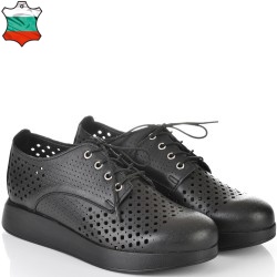 ДАМСКИ ОБУВКИ НА ПЛАТФОРМА ОТ ЕСТЕСТВЕНА КОЖА-D3032-ЧЕРНИ