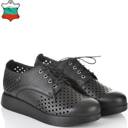 ДАМСКИ ОБУВКИ НА ПЛАТФОРМА ОТ ЕСТЕСТВЕНА КОЖА-D3032-ЧЕРНИ