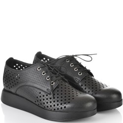 ДАМСКИ ОБУВКИ НА ПЛАТФОРМА ОТ ЕСТЕСТВЕНА КОЖА-D3032-ЧЕРНИ