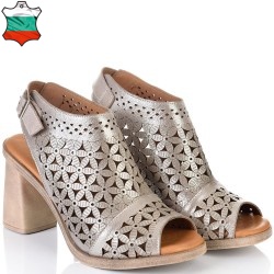 ДАМСКИ САНДАЛИ НА ТОК ОТ ЕСТЕСТВЕНА ЕФЕКТНА КОЖА-D4018-ТАУПЕ