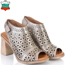 ДАМСКИ САНДАЛИ НА ТОК ОТ ЕСТЕСТВЕНА ЕФЕКТНА КОЖА-D4018-ТАУПЕ