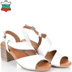 ДАМСКИ САНДАЛИ НА ТОК ОТ ЕСТЕСТВЕНА КОЖА-D5006-БЕЛИ