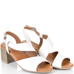 ДАМСКИ САНДАЛИ НА ТОК ОТ ЕСТЕСТВЕНА КОЖА-D5006-БЕЛИ